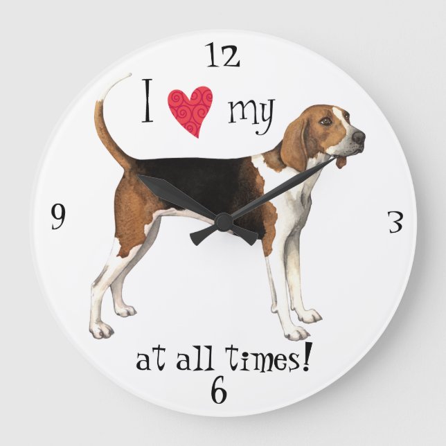 I Love my Treeing Walker Large Clock (Front)