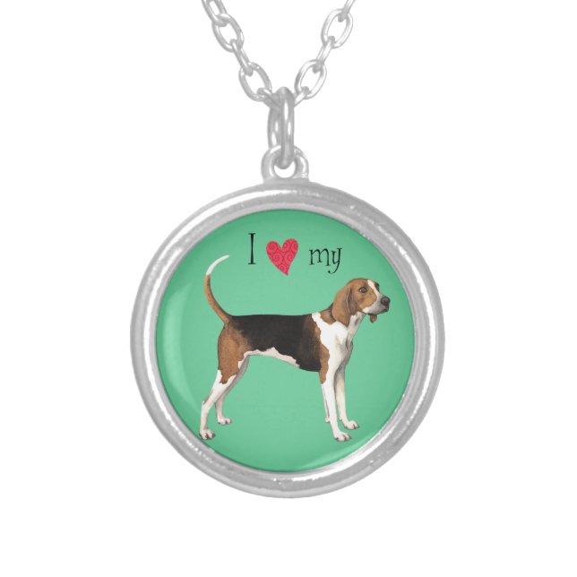 I Love my Treeing Walker Silver Plated Necklace (Front)