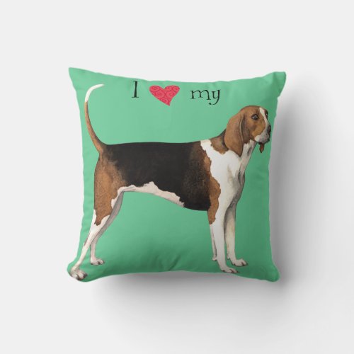 I Love my Treeing Walker Throw Pillow