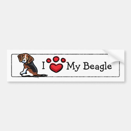 I Love My Tricolor Beagle Bumper Sticker