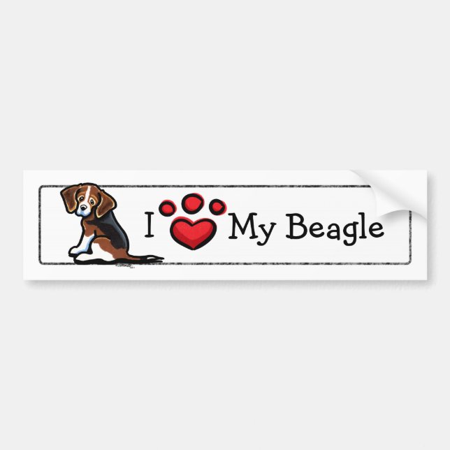 I Love My Tricolor Beagle Bumper Sticker (Front)
