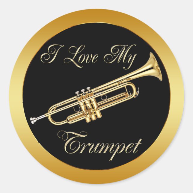 I LOVE MY TRUMPET CLASSIC ROUND STICKER (Front)