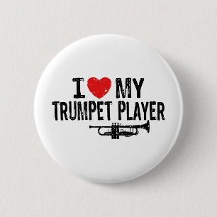 I Love My Trumpet Player Button