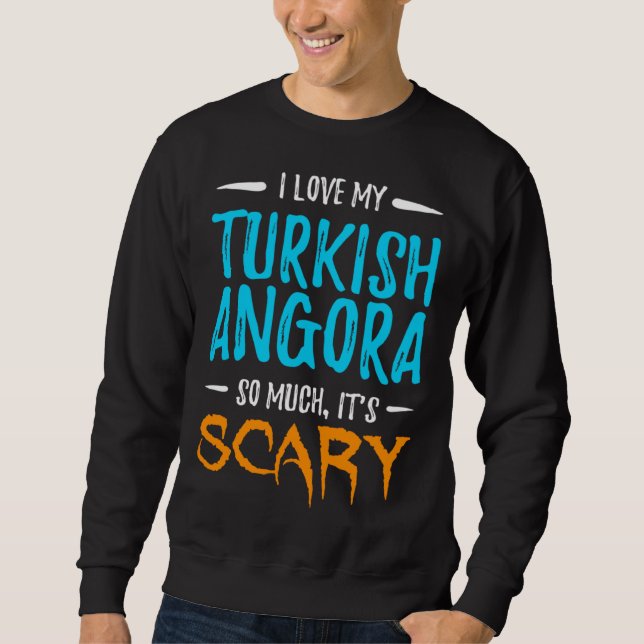 I Love My Turkish Angora Cat Mom Scary Halloween Sweatshirt (Front)