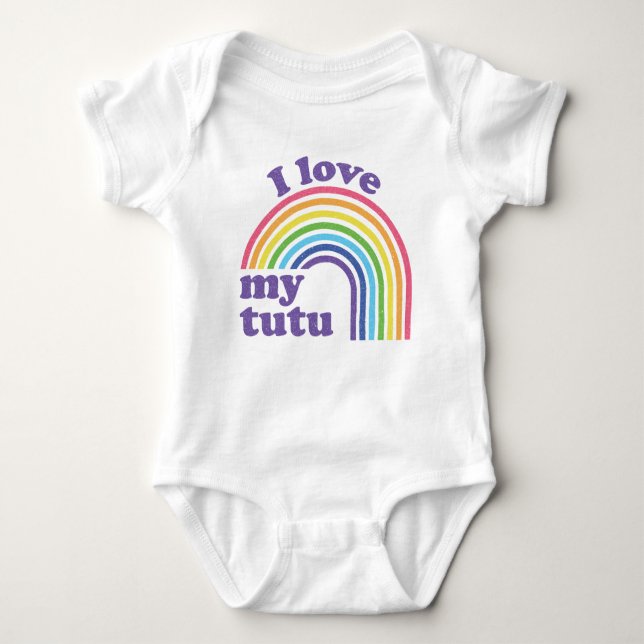 I Love My Tutu - Cute Rainbow  Baby Bodysuit (Front)