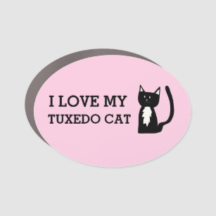 I Love My Tuxedo Cat Bumper Sticker Pink Car Magnet