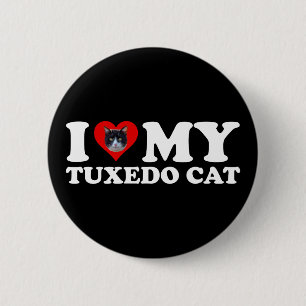 I Love My Tuxedo Cat Button
