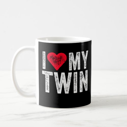 I Love My Twin Red Heart Funny Distressed Retro  Coffee Mug