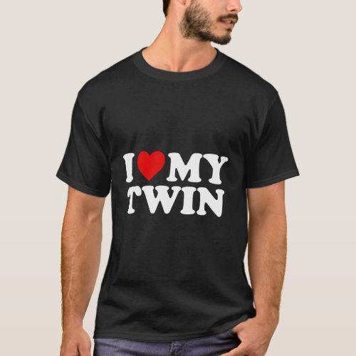I Love My Twin _ Red Heart T_Shirt