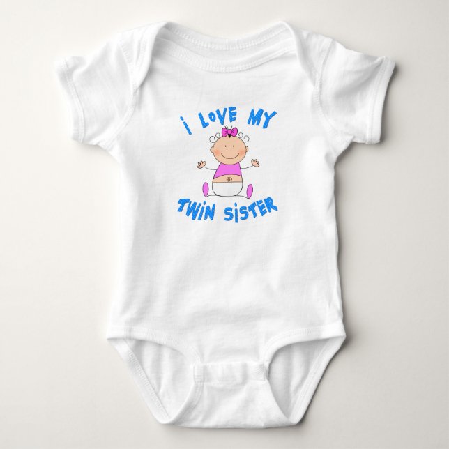 I Love My Twin Sister Baby Bodysuit (Front)