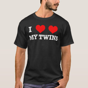 I love my twins Hearts Double Love Twin Mom Twins T-Shirt