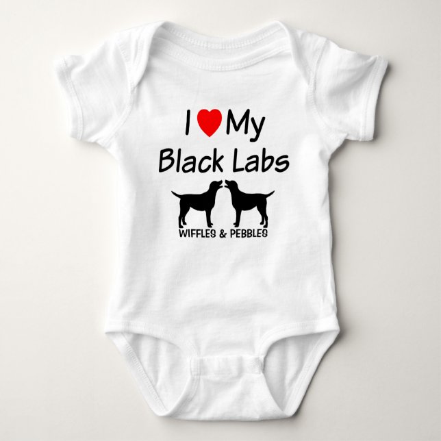I Love My TWO Black Labs Baby Bodysuit (Front)