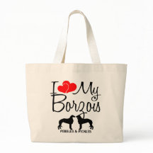I Love My Two Borzois Bag