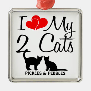 I Love My Two Cats Ornament