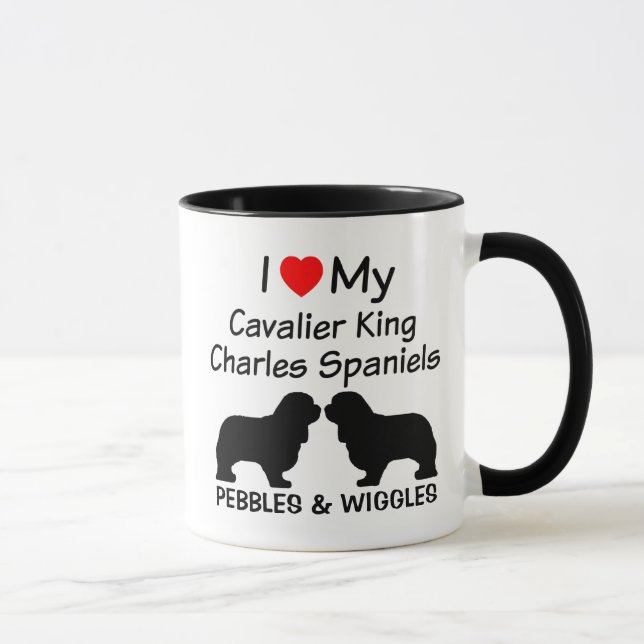 I Love My Two Cavalier King Charles Spaniel Dogs Mug (Right)