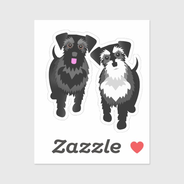 I Love My Two Cute Schnauzers Sticker (Sheet)