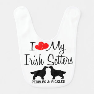 I Love My Two Irish Setters Baby Bib