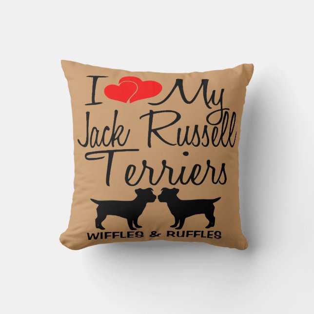 I Love My TWO Jack Russell Terrier Dogs Throw Pillow (Front)