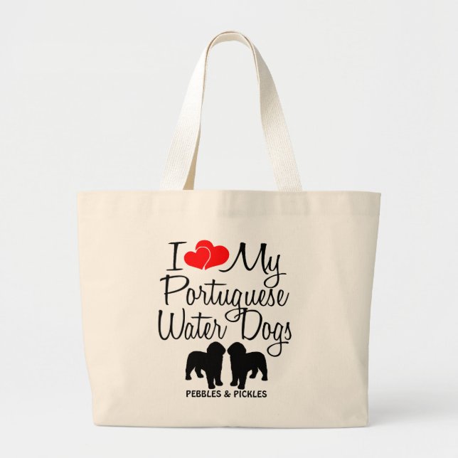 I Love My Two Portuguese Water Dogs Bag (Front)