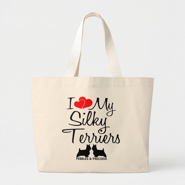 I Love My Two Silky Terrier Dogs Bag (Front)