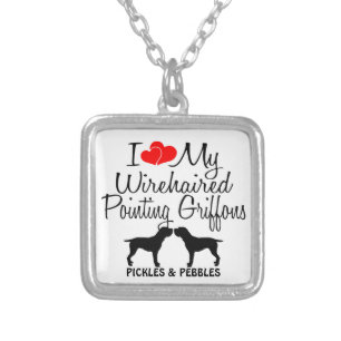 I Love My Two Wirehaired Pointing Griffons Silver Plated Necklace