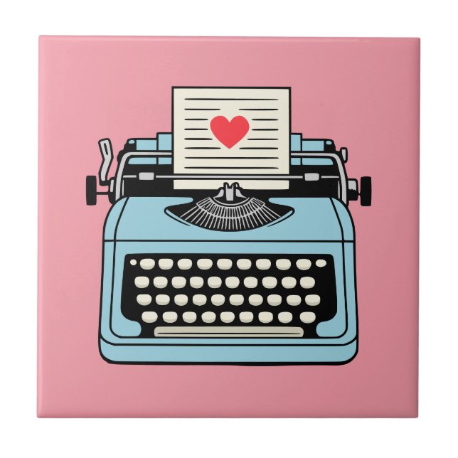 I  Love my typewriter Ceramic Tile (Front)