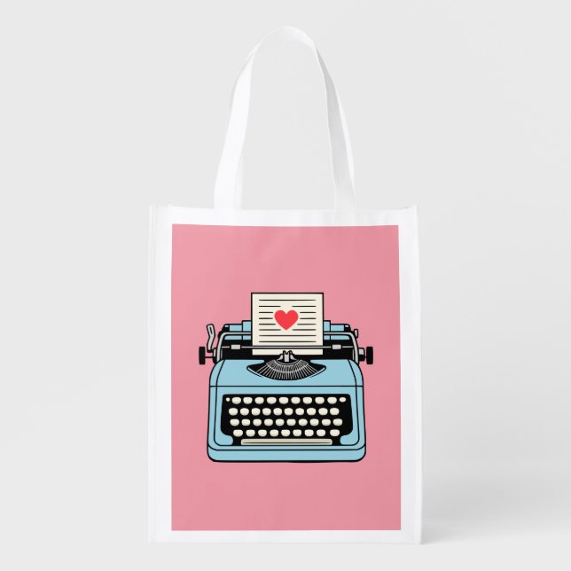 I  Love my typewriter Grocery Bag (Front)