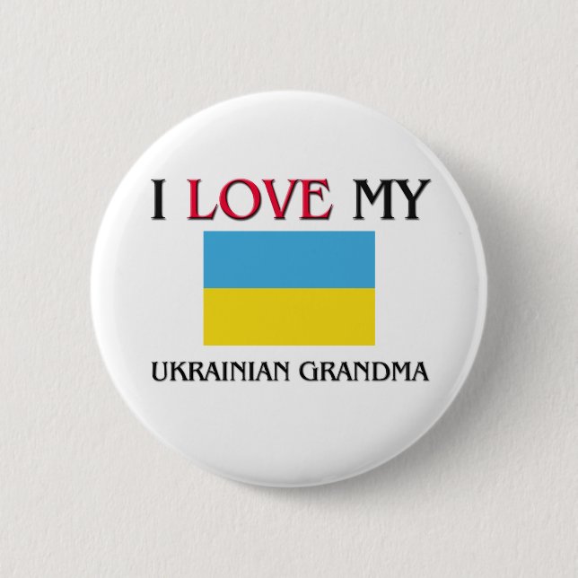 I Love My Ukrainian Grandma Pinback Button (Front)
