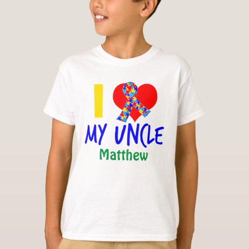 I Love My Uncle Autism Awareness Nephew T_Shirt