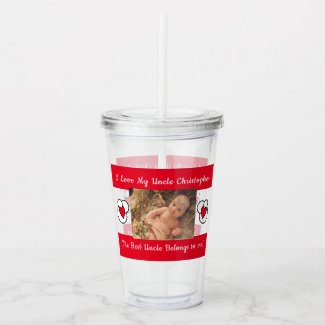 I love my Uncle name hearts photos red Acrylic Tumbler