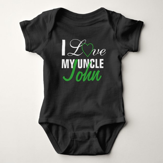 I Love My Uncle-The Uncle Name. Custom Made Baby Bodysuit (Front)
