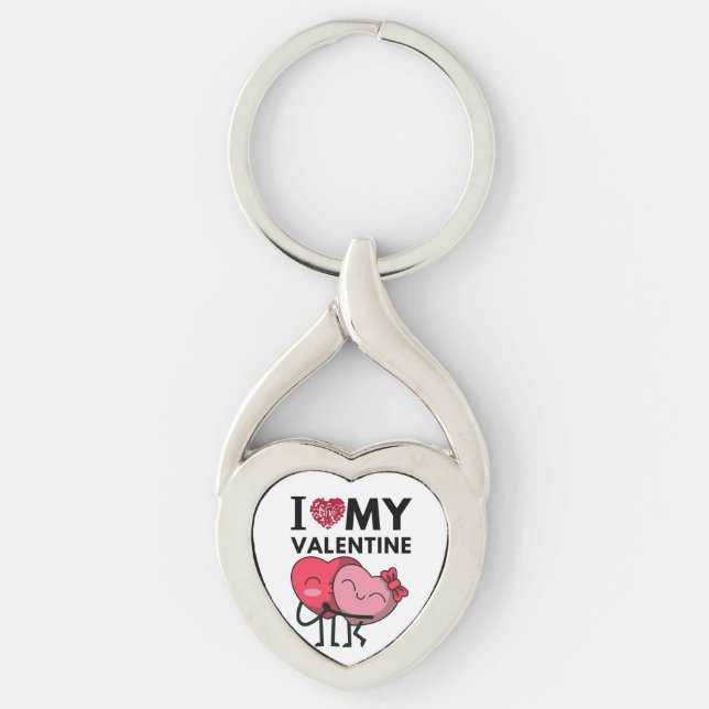 I Love My Valentine Special Valentines Day Gifts Keychain (Front)