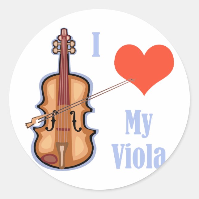 I Love My Viola Classic Round Sticker (Front)
