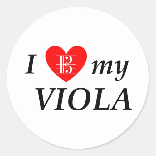 I Love My Viola I Heart My Viola Classic Round Sticker