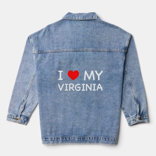 I Love My Virginia Red Heart  Denim Jacket