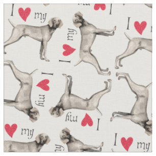 I Love my Weimaraner Fabric