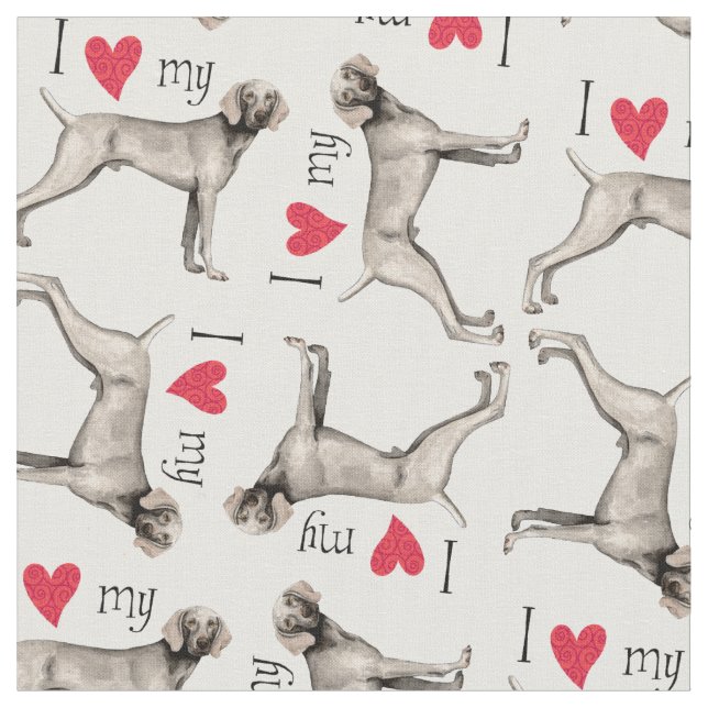 I Love my Weimaraner Fabric (Close Up)