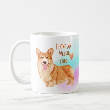 I Love My Welsh Corgi Custom Cartoon Dog Coffee Mug