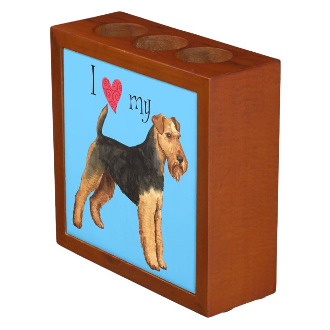 I Love my Welsh Terrier Desk Organizer (Angled)