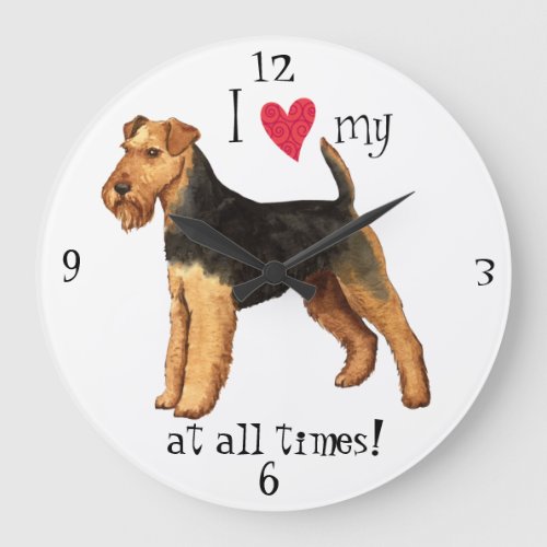 I Love my Welsh Terrier Large Clock