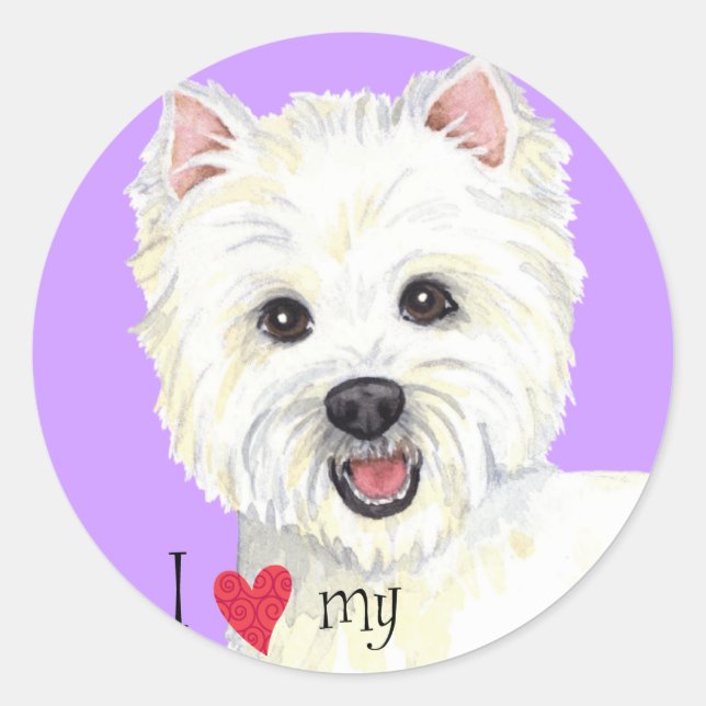 I Love my Westie Classic Round Sticker (Front)