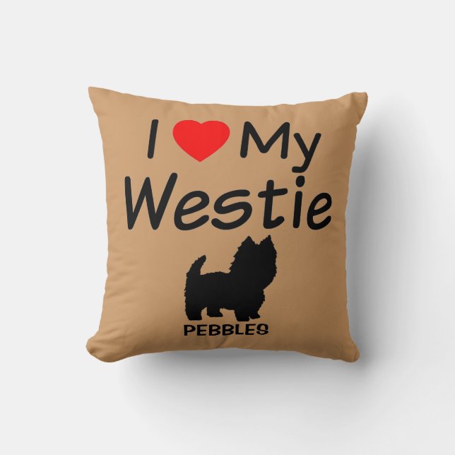 I Love My Westie Dog Pillow (Front)