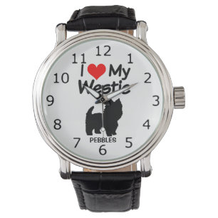 I Love My Westie Dog Silhouette Watch