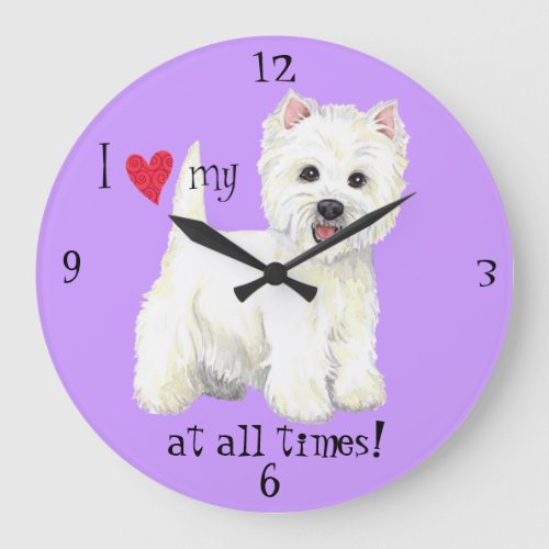 I Love my Westie Large Clock