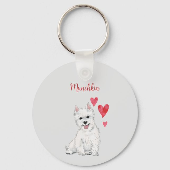 I Love my Westie Personalized West Highland Dog Keychain (Front)