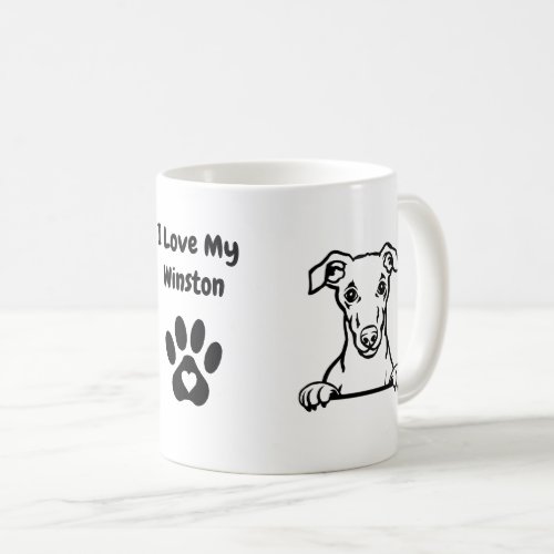 I Love my WHIPPET Dog Name Paw Print Coffee Mug