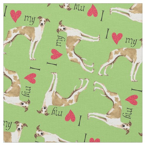 I Love my Whippet Fabric