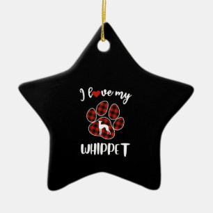 I Love My Whippet Valentine Dog Lover T-Shirt Ceramic Ornament