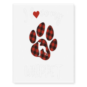 I Love My Whippet Valentine Dog Lover Temporary Tattoos