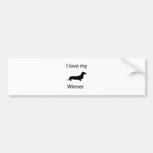 I love my wiener bumper sticker